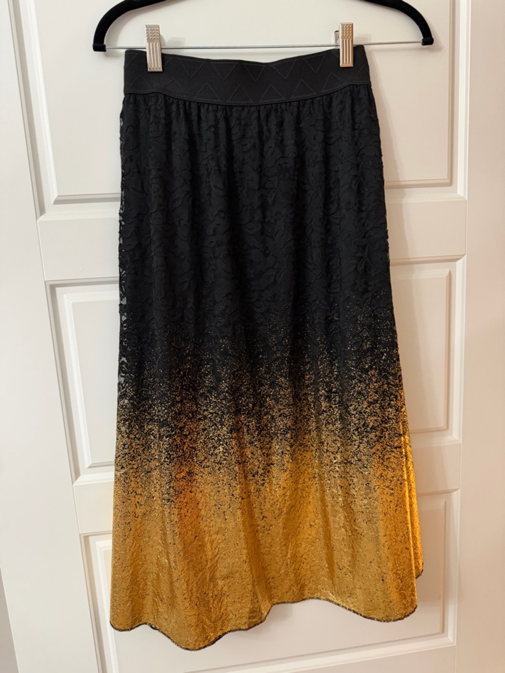 LuLaRoe Black to Gold Ombre Lace Maxi Skirt